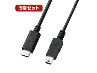 サンワサプライ 【5個書き割り】 サンワサプライ USB2.0TypeC-miniB有線テレビ KU-CMB20X5