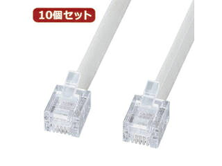 サンワサプライ 【10個セット】 サンワサプライ エコロジー電話ケーブル(ノーマル) TEL-EN-10N2 TEL-EN-10N2X10