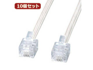 サンワサプライ 【10個セット】 サンワサプライ エコロジー電話ケーブル TEL-E4-10N2 TEL-E4-10N2X10｜ムラウチ