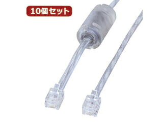 サンワサプライ 【10個セット】 サンワサプライ コア付シールドツイストモジュラーケーブル TEL-FST-05N2 TEL-FST-05N2X10|ムラウチ