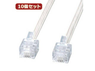サンワサプライ 【10個セット】 サンワサプライ エコロジー電話ケーブル TEL-E4-1N2 TEL-E4-1N2X10