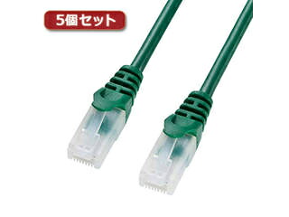 サンワサプライ 【5個セット】 サンワサプライ ツメ折れ防止CAT5eLANケーブル LA-Y5TS-20GX5