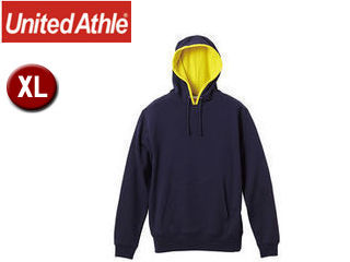United Athle/ユナイテッドアスレ 10.0オンス スウェットプルオーバーパーカ（パイル） 【XL】 （ネイビー×ブレージングイエロー）