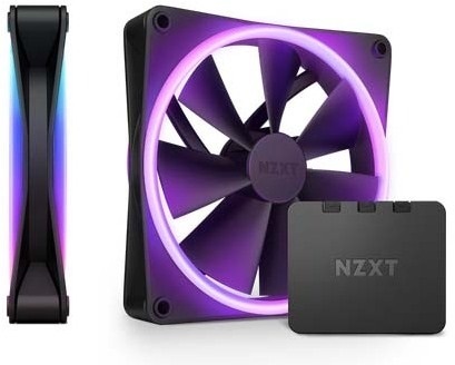 NZXT 入れもの気違い F140 RGB DUO Twin Pack Black 140粍 x2容器に並べる・黒いこと RF-D14DF-B1