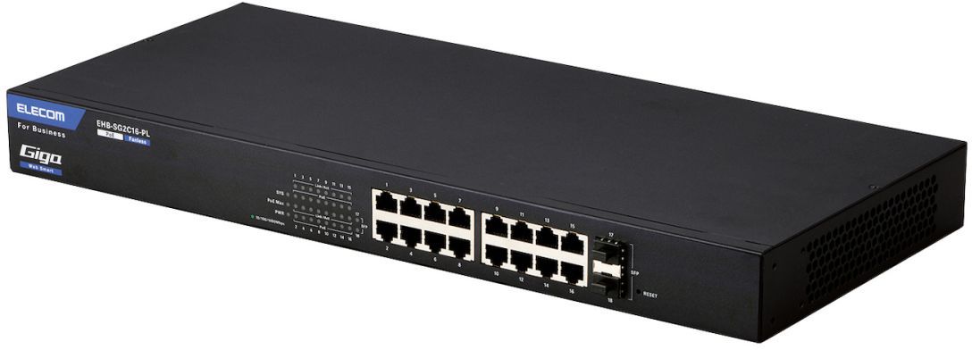ELECOM エレコム 法人向けスイッチングこしき/WEBかっこ良い/Giga/PoE/16界面/気違い受け答え/3年引きうける EHB-SG2C16-PL