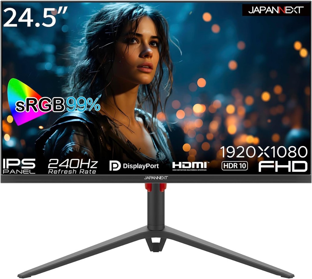 JAPANNEXT ジャパンネクスト フルHD対応24.5型ゲーミングモニター(IPS/DPx2/HDMIx2) JN-IPS245G240FHDR-HP 単品購入のみ可（同一商品であれば複数購入可） クレジットカード 代金引換決済のみ