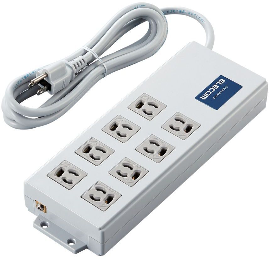 ELECOM エレコム 法人用水道栓/ボックス席型/3P8口/2m/抜け打ち切り/雷差し固める/響動めきこし器/ともし火薄墨色 T-H0520KFR