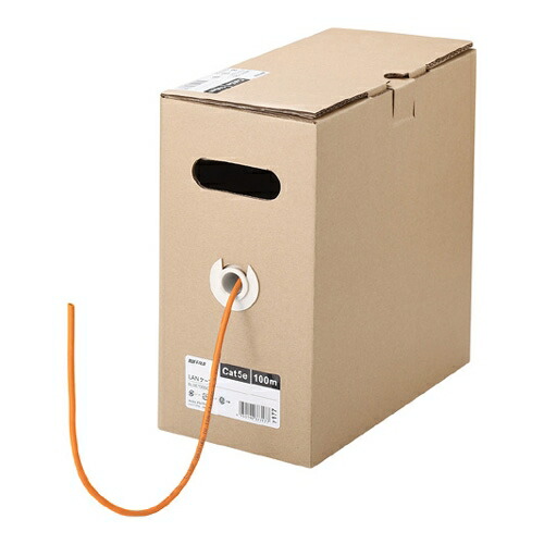 BUFFALO バッファロー Cat5e LANケーブル 100m 単線 オレンジ BL5E1000OR