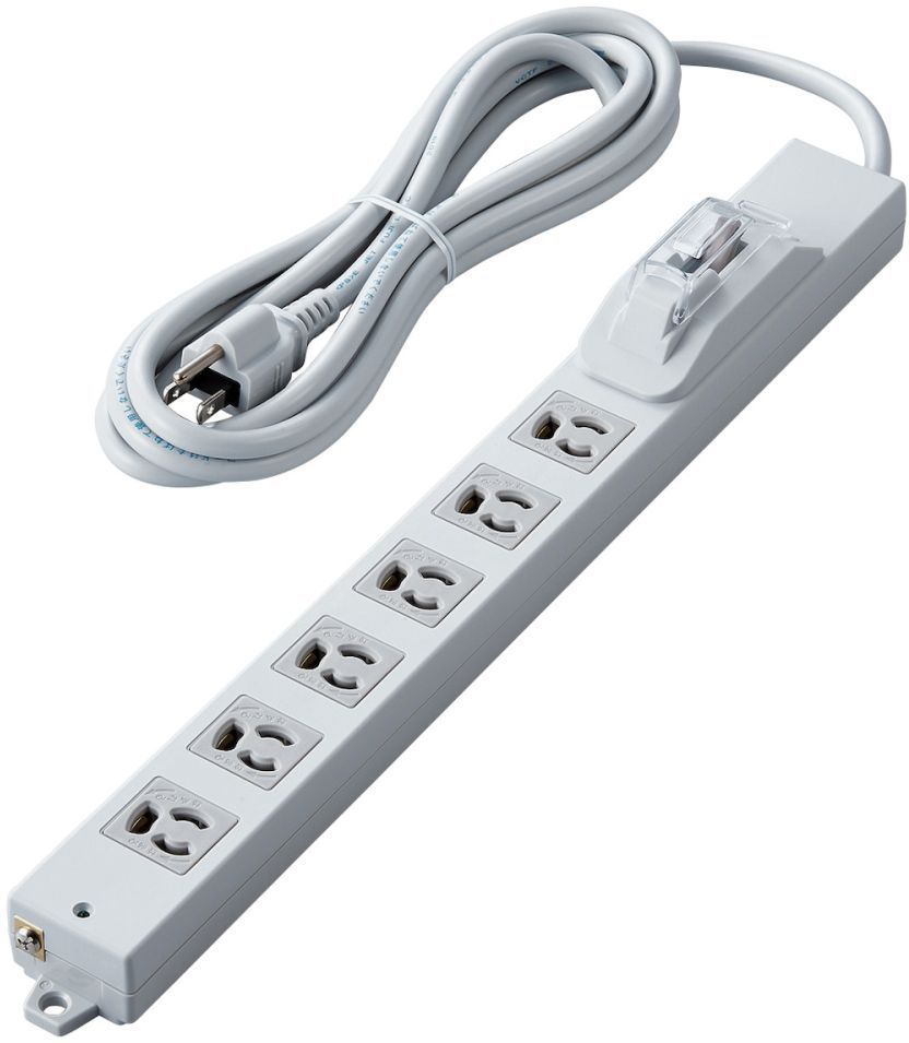 ELECOM エレコム 法人用水道栓/ロング型/3P6口/3m/抜け打ち切り/過電流ブレーカー/点火装置薄墨色 T-H0730OCPR