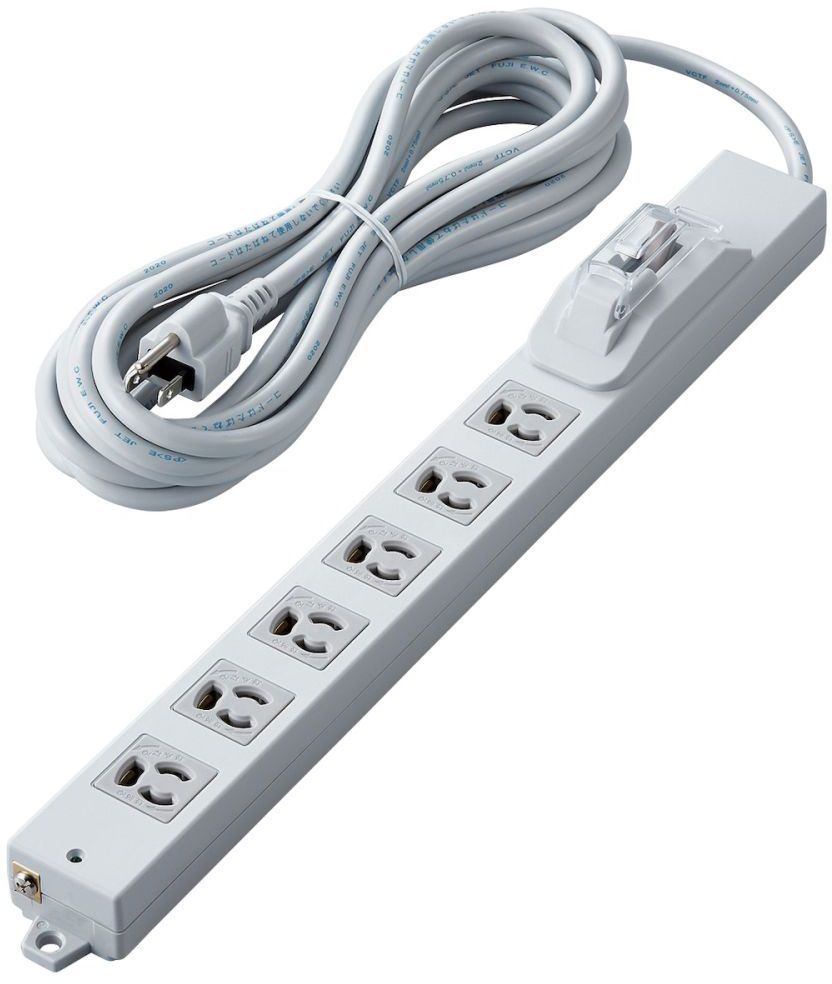 ELECOM エレコム 納期3月中旬 法人用水道栓/ロング型/3P6口/5m/抜け打ち切り/過電流ブレーカー/ともし火薄墨色 T-H0750OCPR