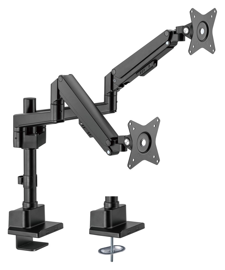 グリーンハウス GH-AMEP2H-BK 2画面用ディスプレイアームスリムクランプ式(黒いこと)
