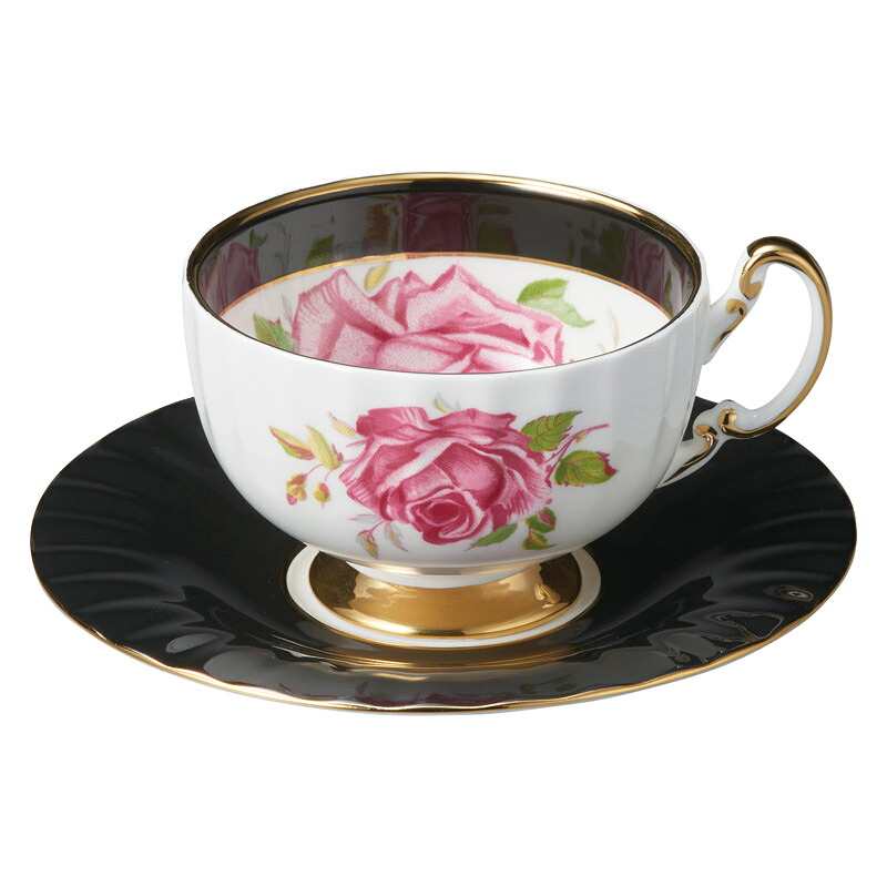 ★★★エインズレイ ローザセンティフォーリア 紅茶優勝杯\u0026平円盤 黒いこと BIGPINCTEACUPBU