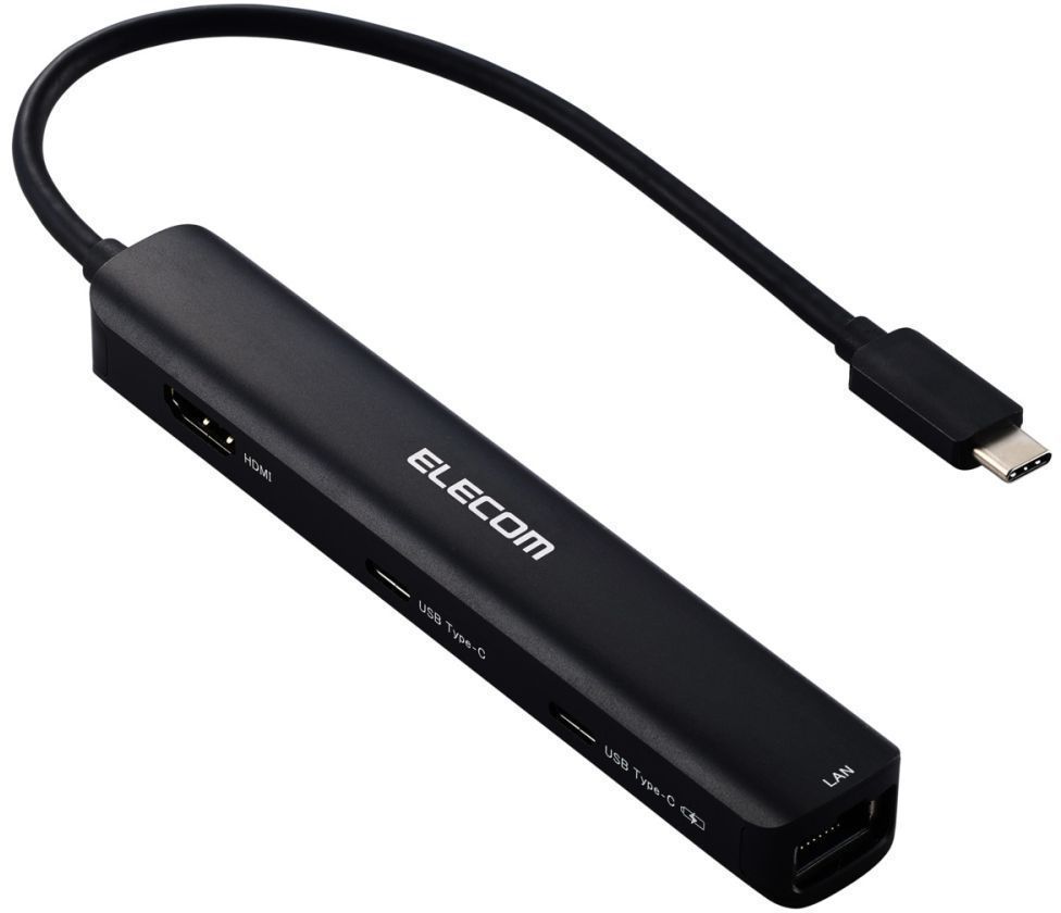 ELECOM エレコム Type-C ドッキングステーション/充電専用USB-C×1/USB-C×1/USB-A×2/HDMI/LANポート付/ブラック DST-C30BK|ムラウチ