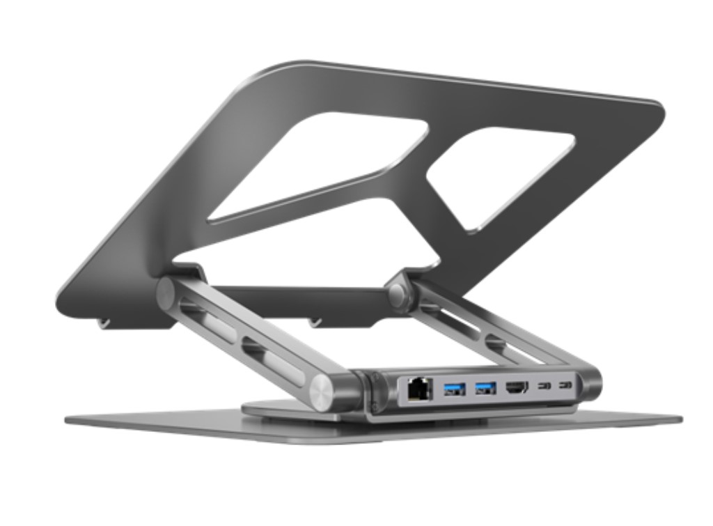 UNITEK 360° Rotating Laptop Stand with Hub(2xUSB3.0 + HDMI2.0 + Gigabit Ethernet + PD100W) D1109A