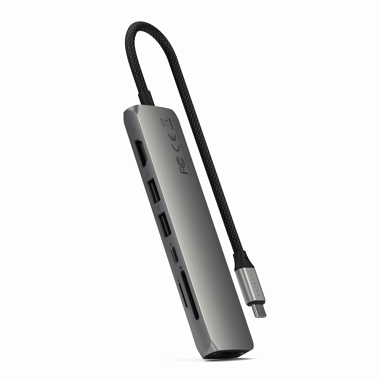 Satechi サテチ ハブ・ドッキングステーション 7-in-1 USB-C Slim Multiport Adapter with Ethernet (Space Grey) PST-P7SM 日本正規代理店品