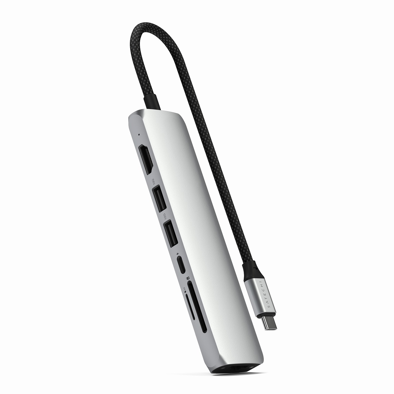 Satechi サテチ ハブ・ドッキングステーション 7-in-1 USB-C Slim Multiport Adapter with Ethernet (Silver) PST-P7SS 日本正規代理店品|ムラウチ