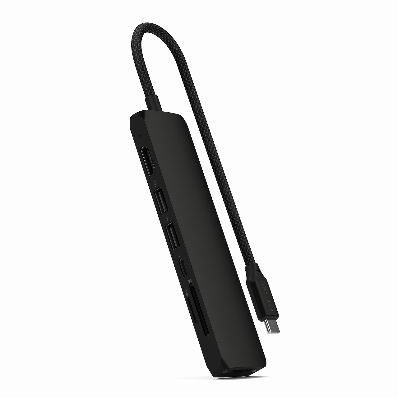 Satechi サテチ ハブ・ドッキングステーション 7-in-1 USB-C Slim Multiport Adapter with Ethernet (Black) PST-P7SK 日本正規代理店品|ムラウチ