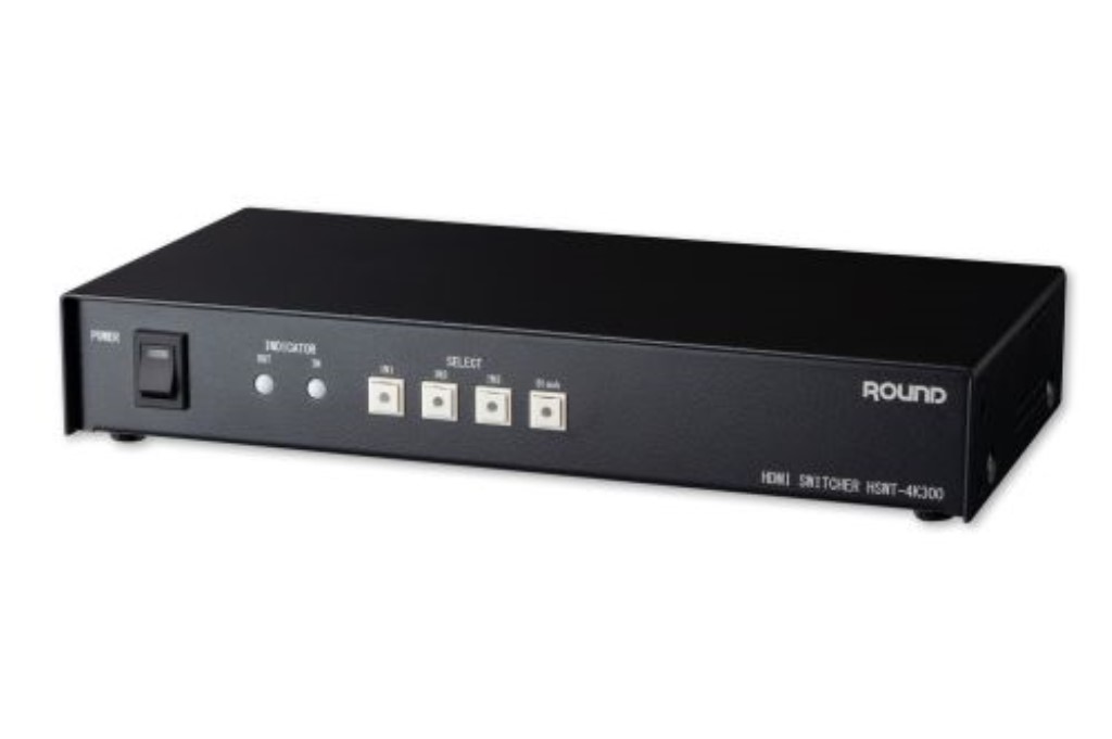 ラウンド HDMI 3chセレクター(3入力1出力、4K対応、業務用、外部制御対応) HSWT-4K300