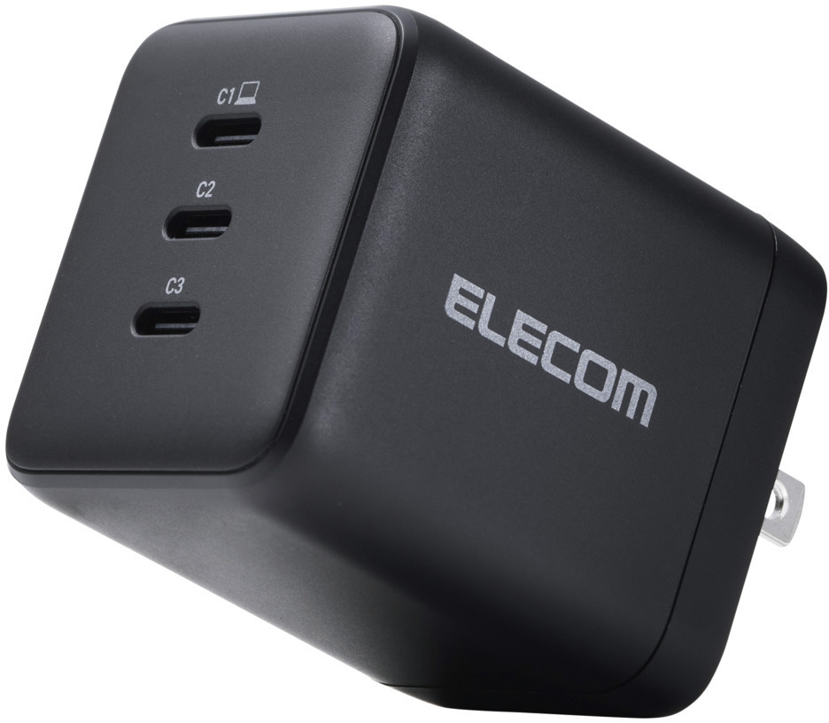 ELECOM エレコム ACDC-PD113100BK ノートPC用ACアダプター/USB充電器/USB PD/100W/USB-Cx3/スイングプラグ/ブラック
