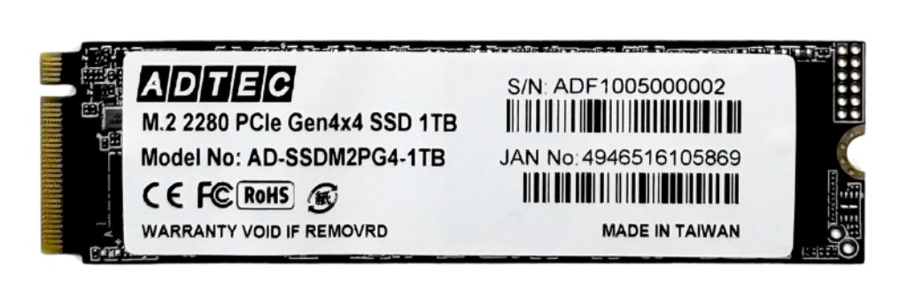 ADTEC 居住地テック AD-SSDM2PG4-1結核症 3D NAND パソコン内蔵用M.2 Gen4x4 SSD M.2 NVMe PCIe Gen4x4(2280)AD-SSDM2PG4 1結核症