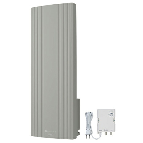 サン電子 WG26B-G-EC 地デジ用UHF平面アンテナ ブースタ内蔵型 26素子 水平偏波用 グレージュ|ムラウチ
