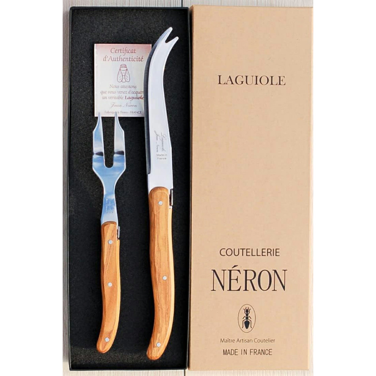 LAGUIOLE ライヨール ライヨール オリーブハンドル チーズナイフ フォーク