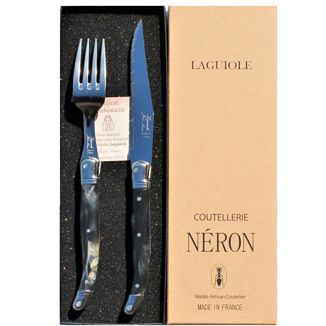 LAGUIOLE ライヨール ライヨール ABSハンドル 1.2ナイフ フォーク 黒大理石｜ムラウチ