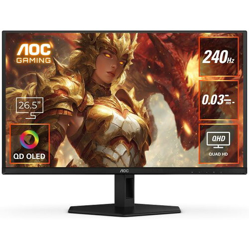 AOC QD-OLEDパネル採用 WQHD対応26.5型ゲーミング有機ELディスプレイ 240Hz Q27G40ZDF/11 単品購入のみ可（同一商品であれば複数購入可） クレジットカード 代金引換決済のみ