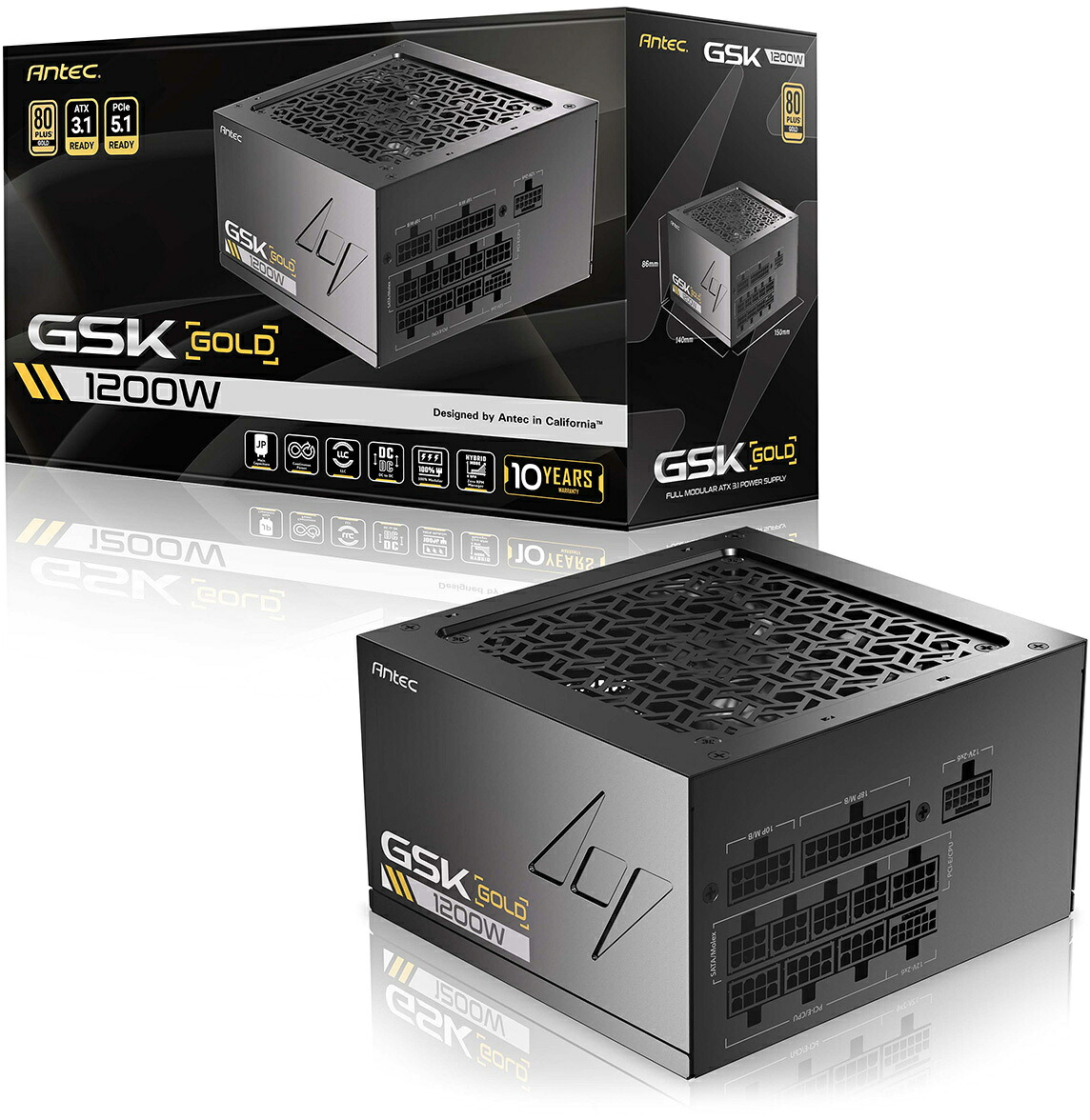 Antec アンテック 80PLUS GOLD 認証取得 高効率高耐久ATX電源ユニット 1200Wモデル GSK1200 ATX3.1
