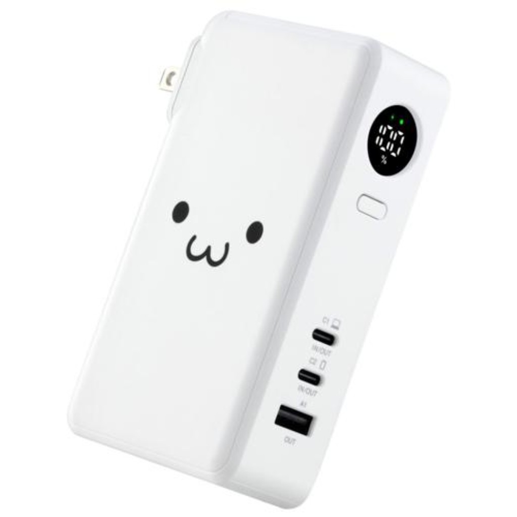 ELECOM エレコム DE-AC13-10000WF モバイルバッテリー/リチウムイオン電池/AC一体型/USB PD/67W/10000mAh/USB-C入出力x2/USB