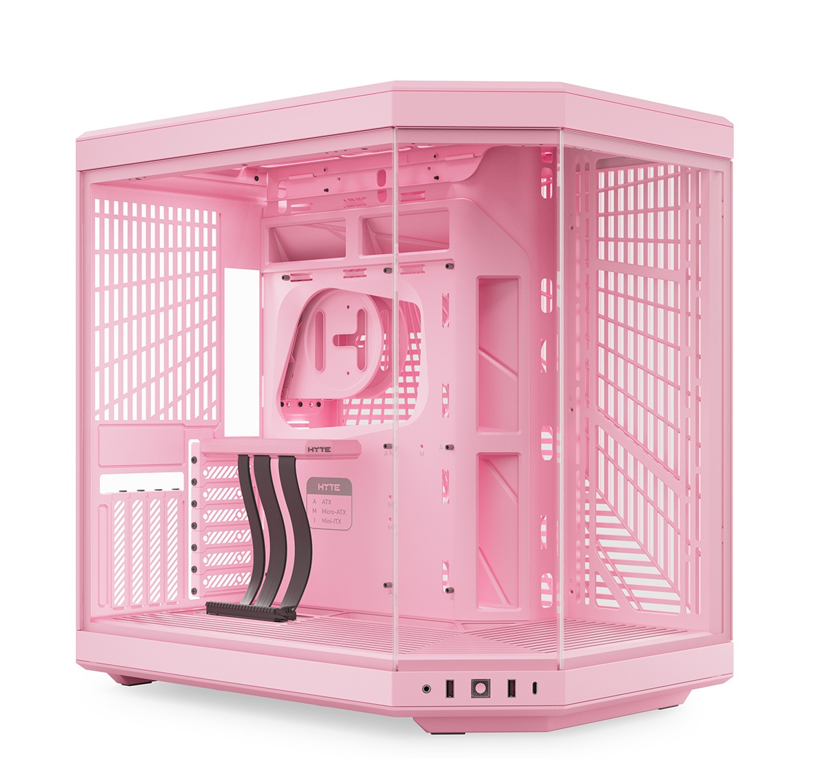 HYTE ピラー受け答え式見晴らし硝子積み上げるパソコン入れもの オランダ苺牛乳 Y70 Strawberry Milk