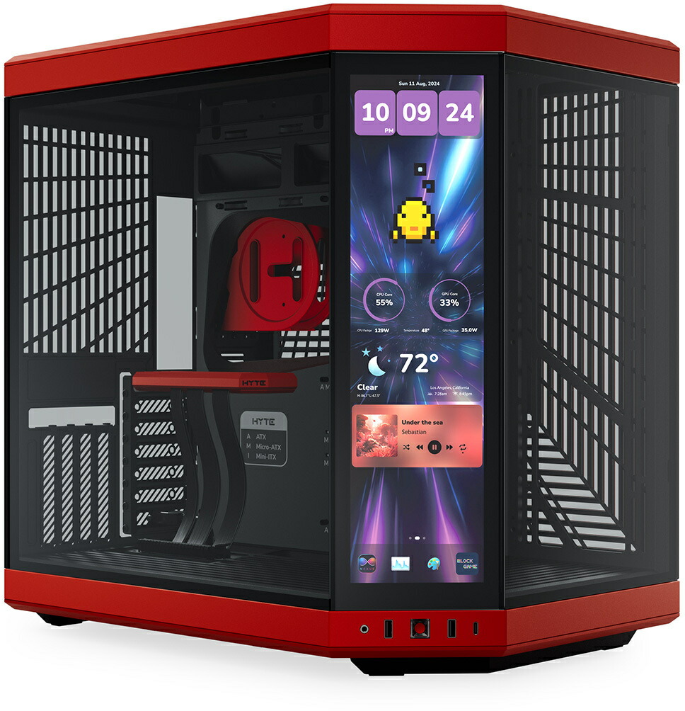 HYTE 14.9インチタッチ液晶＆パノラマガラス搭載PCケース ブラック/チェリー Y70 Touch Infinite BlackCherry
