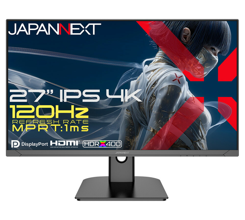 JAPANNEXT ジャパンネクスト 4K相応う 27型液晶見せびらかす/HDMI×2、DP×2/黒いこと/金棒引き/2年引き受ける JN-Ei27G120U2