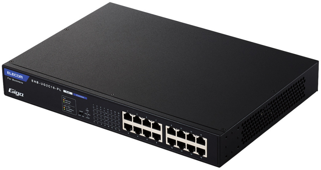 ELECOM エレコム 法人用ノン・インテリジェントスイッチングハブ/PoE/16界面/ワット数内蔵ひな形 EHB-UG2C16-PL