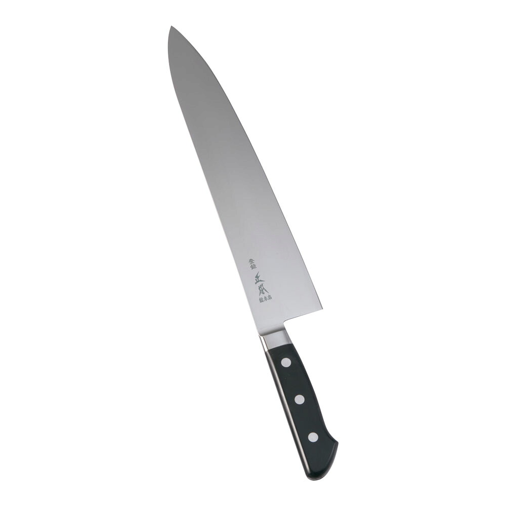 MASAMOTO 正本総本店 【正本】ハイパーモリブデン鋼　ツバ付牛刀／（両刃）３０cm