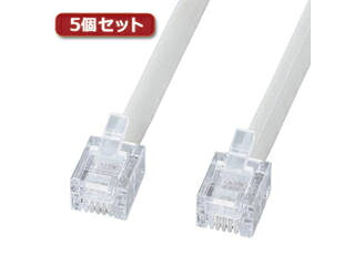 サンワサプライ 【5個セット】 サンワサプライ エコロジー電話ケーブル(ノーマル) TEL-EN-15N2X5