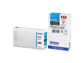 EPSON エプソン 【純正】ビジネスインクジェット用 インクカートリッジL（シアン）/約4000ページ対応 ICC92L