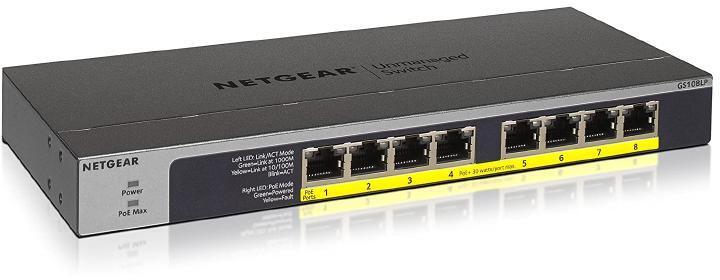 NETGAER ネットギア・インターナショナル GS108LP ギガ8ポート PoE+(60.5W)対応 アンマネージスイッチ GS108LP-100AJS 単品購入のみ可（同一商品であれば複数購入可） クレジットカード決済 代金引換決済のみ