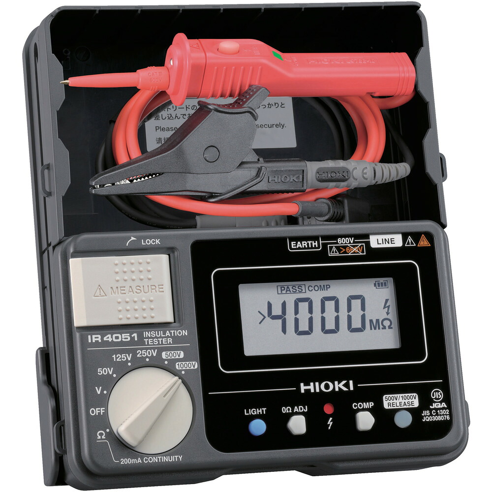HIOKI 日置電機 5レンジ絶縁抵抗計 スイッチ付きリード IR4051-11|エムスタ
