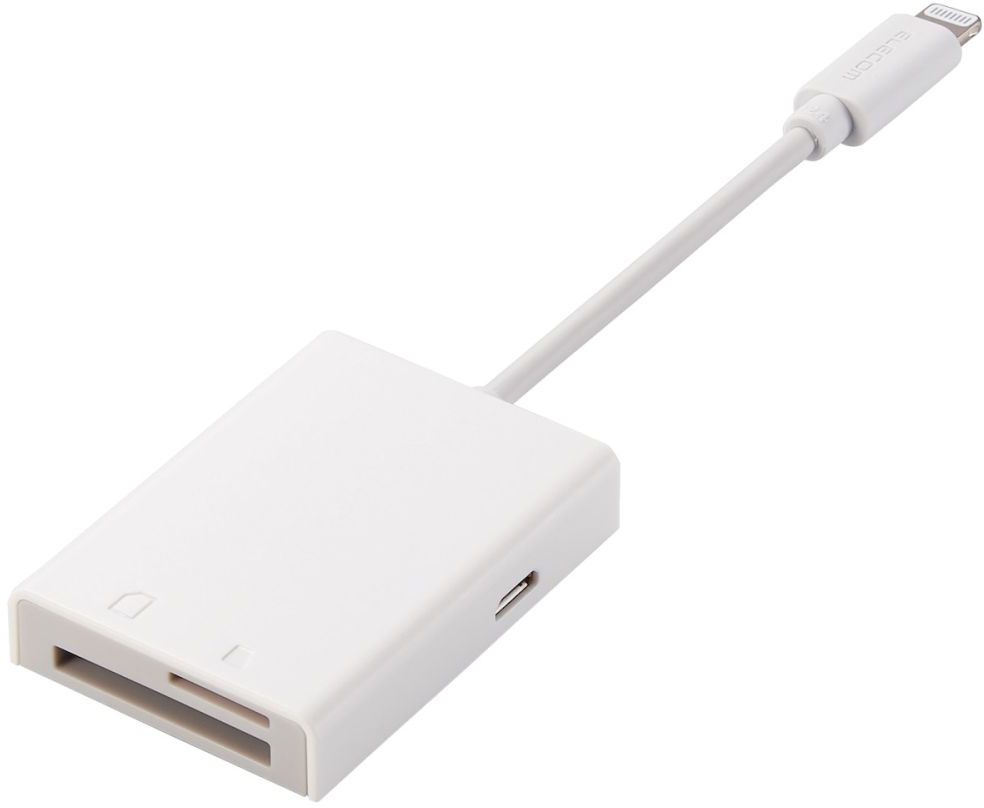ELECOM エレコム Lightning歌留多主導者/SD+microSD相応う/Type-C取り替えっこアダプター嘱する/有線テレビ7珊/白いこと MR-LC201WH
