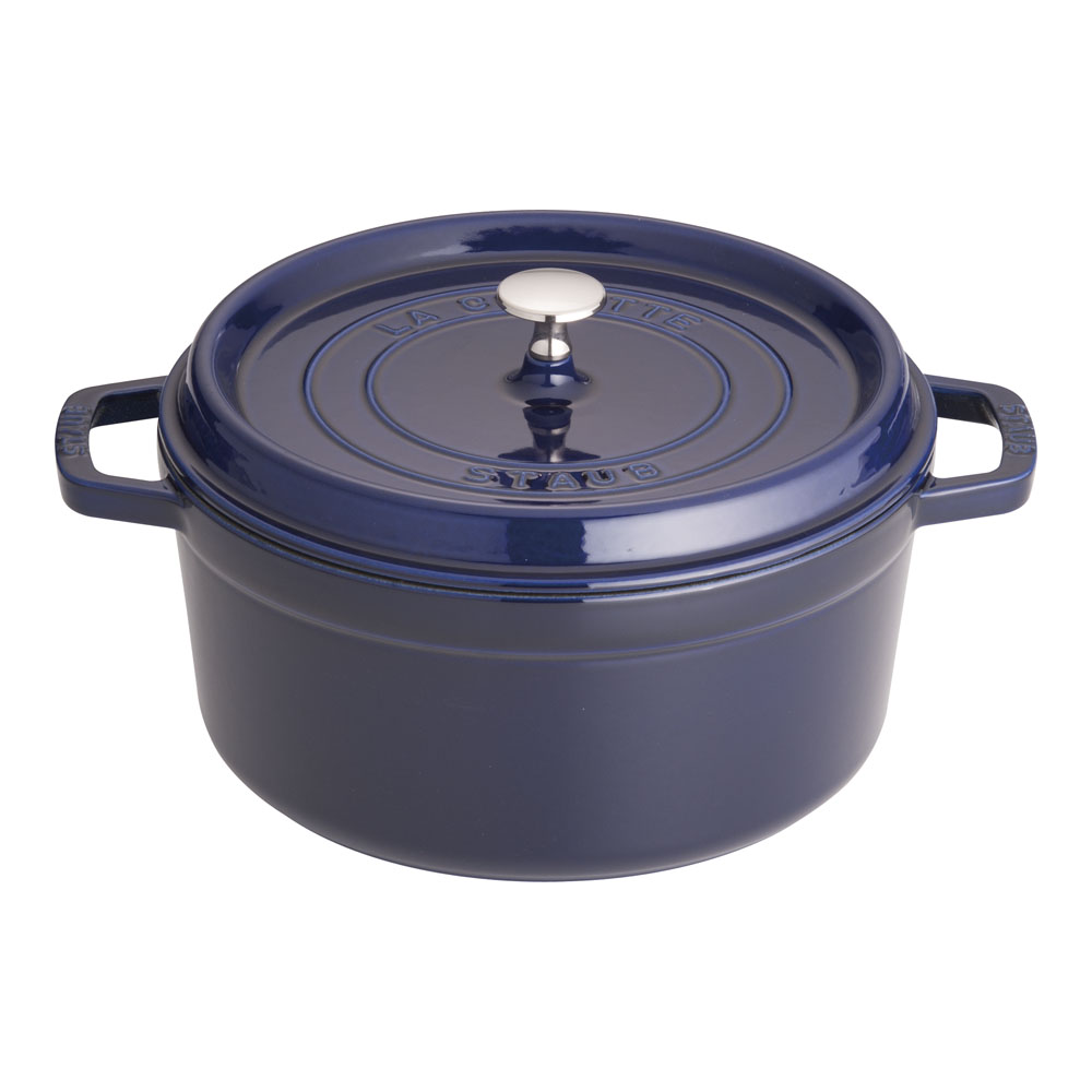 staub ストウブ ピコ・ココット ラウンド 26cm グランブルー プロユース(業務用)として販売されている国内正規販売ルートの商品です。家庭用に付属されている生涯保証書(シリアルナンバー)は付属されておりません。予めご了承ください。|エムスタ