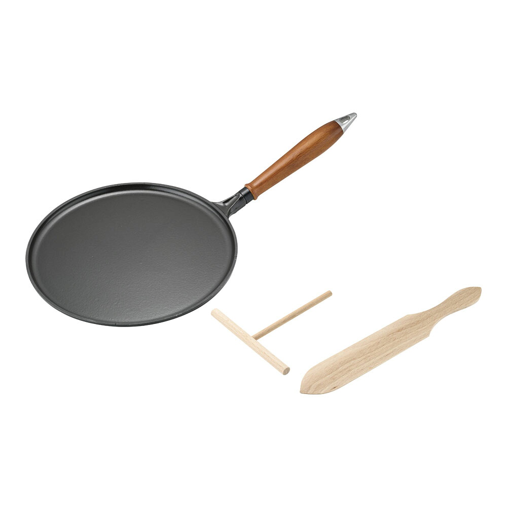 staub ストウブ 木柄クレープパン／１２１２８２３ ２８ｃｍ プロユース（業務用）として販売されている国内正規販売ルートの商品です。 家庭用に付属されている生涯保証書（シリアルナンバー）は付属されておりません。予めご了承ください。