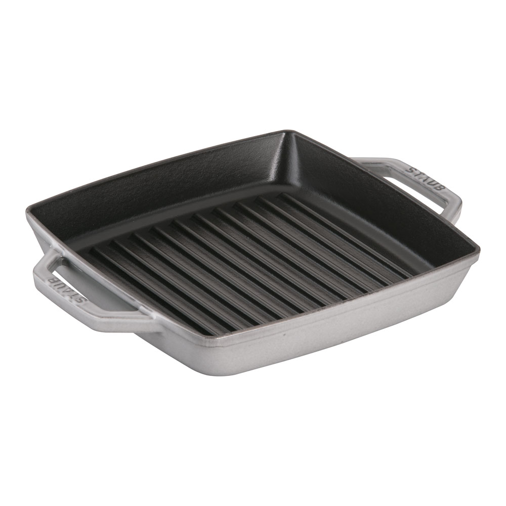 staub ストウブ ピュアグリル　スクエア　２３cm　グレー　40511-729 プロユース（業務用）として販売されている国内正規販売ルートの商品です。 家庭用に付属されている生涯保証書（シリアルナンバー）は付属されておりません。予めご了承ください。