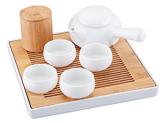 KANDA カンダ カジュアル中国茶器セット マットホワイト (茶盤1茶壺1茶缶1茶杯4)|エムスタ
