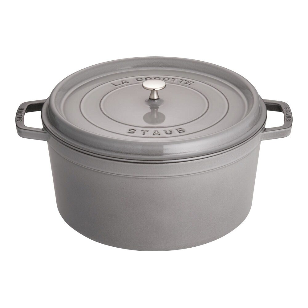 staub ストウブ ピコ・ココット　丸　３４cm　グレー　40510-308 プロユース（業務用）として販売されている国内正規販売ルートの商品です。 家庭用に付属されている生涯保証書（シリアルナンバー）は付属されておりません。予めご了承ください。