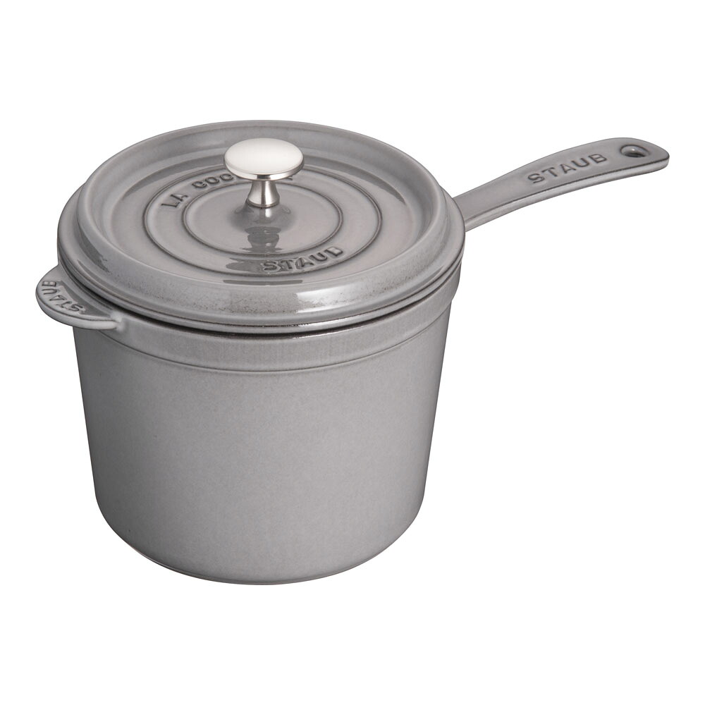 staub ストウブ ソースパン　１８cm／４０５１０－３１６　グレー プロユース（業務用）として販売されている国内正規販売ルートの商品です。 家庭用に付属されている生涯保証書（シリアルナンバー）は付属されておりません。予めご了承ください。