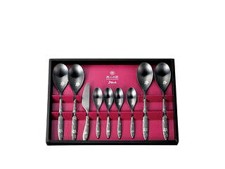 YOKOYAMA よこやま 燕人の匠　ブラック　桜吟・カトラリー９ｐｃｓ｜エムスタ