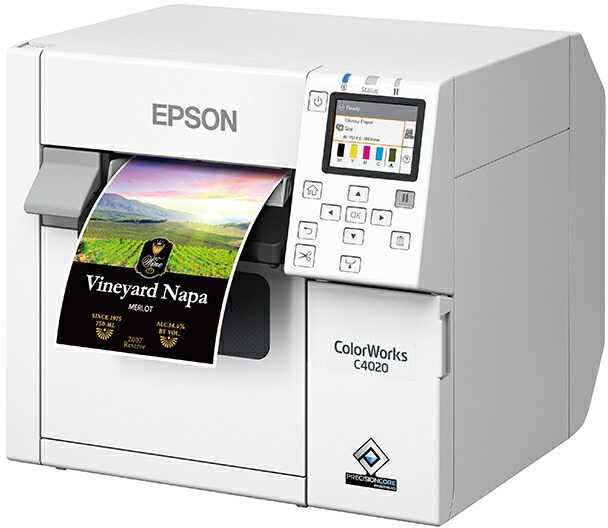 EPSON エプソン とり止める不可 カラーラベルプリンター/4in幅渦巻き/つや消しえの具インキ積み上げる/オート切断機 CW-C4020M