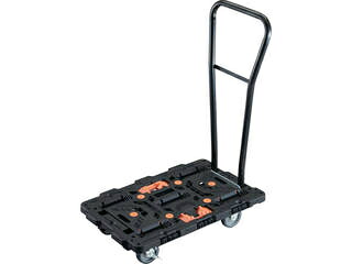 TRUSCO トラスコ中山 連結式樹脂製平台車 ビートル 700X450 BT700J3S2H-E100T 自在3輪 内2輪ストッパー付 脱着式ハンドル付 とめたろう付｜エムスタ