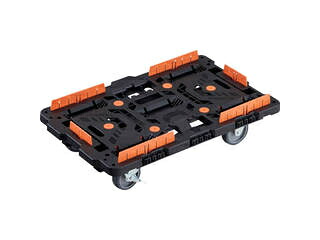 TRUSCO トラスコ中山 連結式樹脂製平台車 ビートル 700X450 自在3輪 内2輪ストッパー付 柵付 BT700KJ3S2-E100